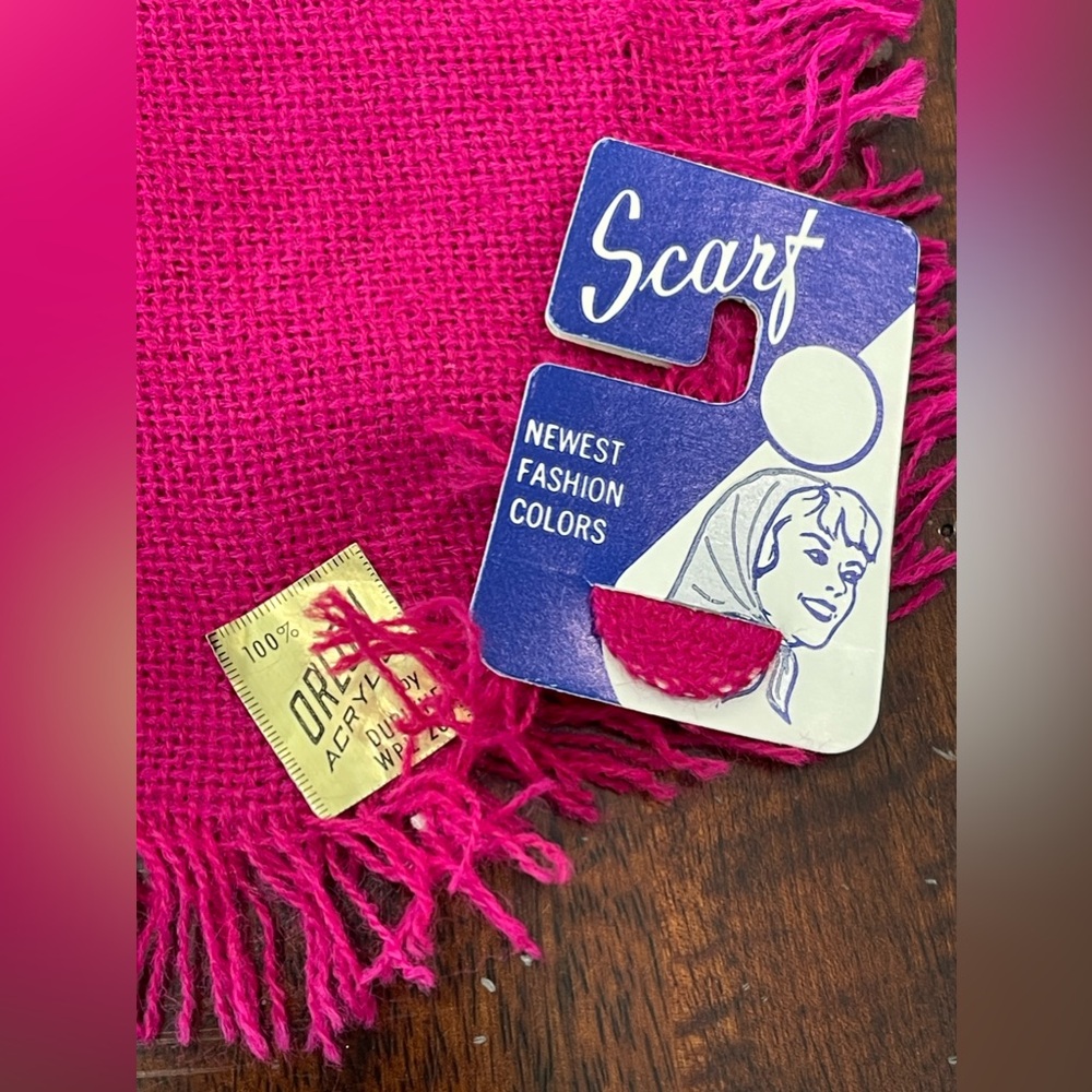🆕Durlyne VTG NOS orlon‎ acrylic hot pink head scarf-Fashion-Fall-Winter-30”x30”